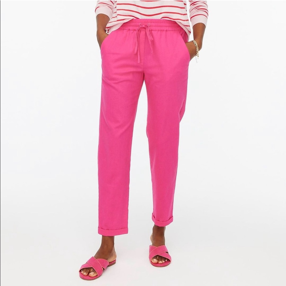 J Crew Linen-Cotton Draw String Pant